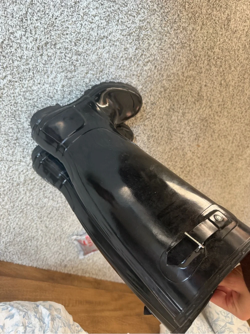Hunter Gloss Tall Rain Boot in Black